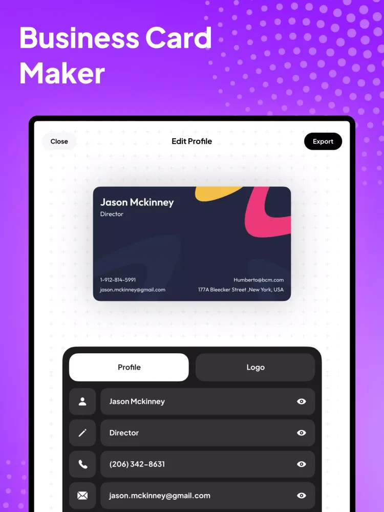 Captures d'écran de Business Card Maker