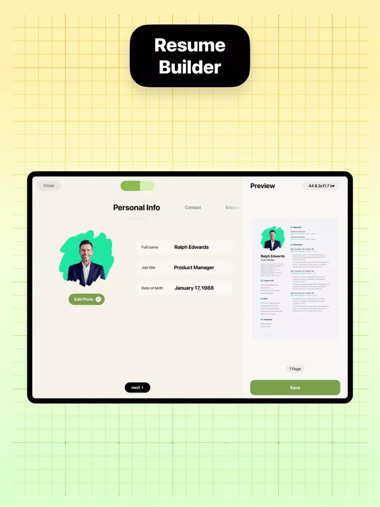 Resume Builder Screenshots