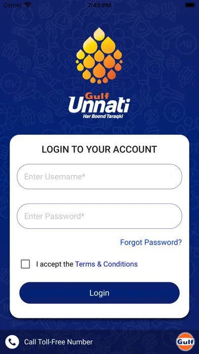 Tangkapan skrin Gulf Oil Unnati App