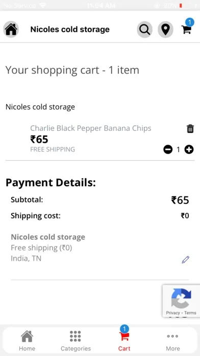 Ảnh chụp màn hình của Nicole's cold storage