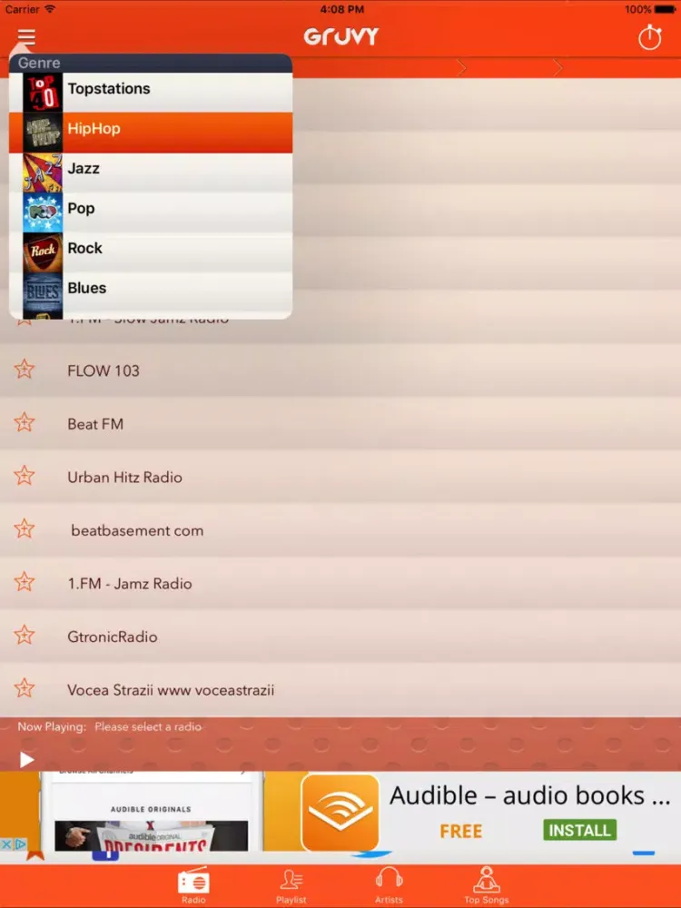 Capturas de pantalla de Gruvy - Top 100 Songs from iTunes & Tunein iPad 