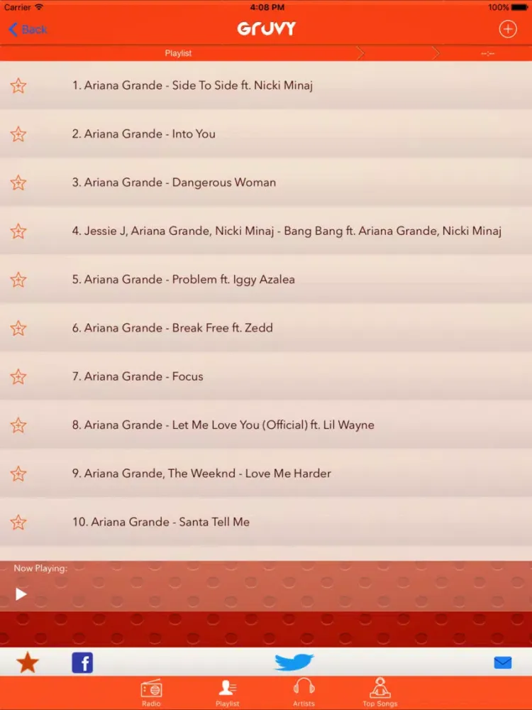 Capturas de pantalla de Gruvy - Top 100 Songs from iTunes & Tunein iPad 