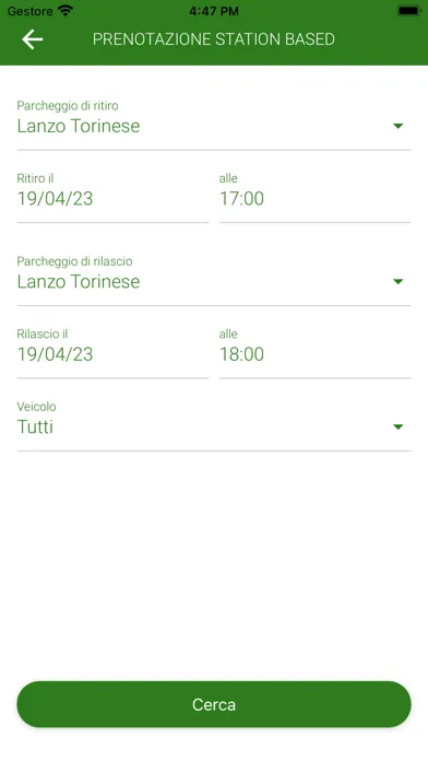 Capturas de tela do Cinque car sharing