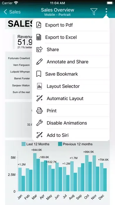 Capturas de tela do TARGIT Mobile 2023