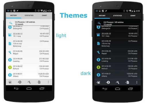 Car-costs and fuel log Screenshots