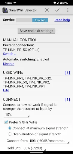SmartWiFiSelector: strong WiFi स्क्रीनशॉट