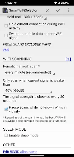 SmartWiFiSelector: strong WiFi स्क्रीनशॉट
