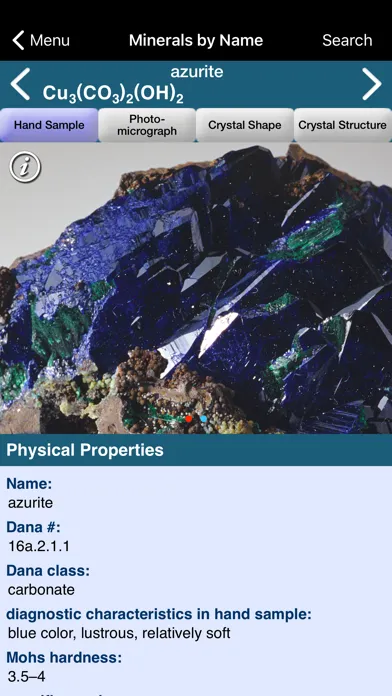 Zrzuty ekranu Mineral Database