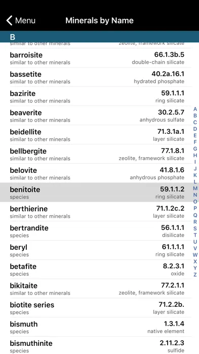 Zrzuty ekranu Mineral Database