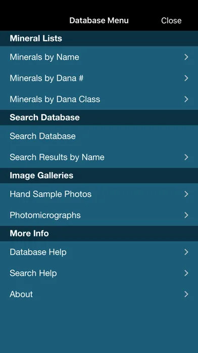 Zrzuty ekranu Mineral Database