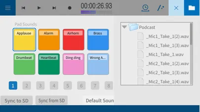 Tangkapan layar TASCAM Podcast Editor