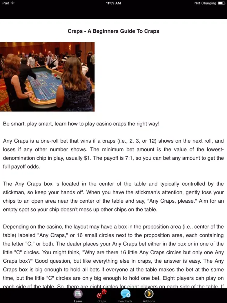 Craps - A Beginners Guide to Craps iPad 應用截圖