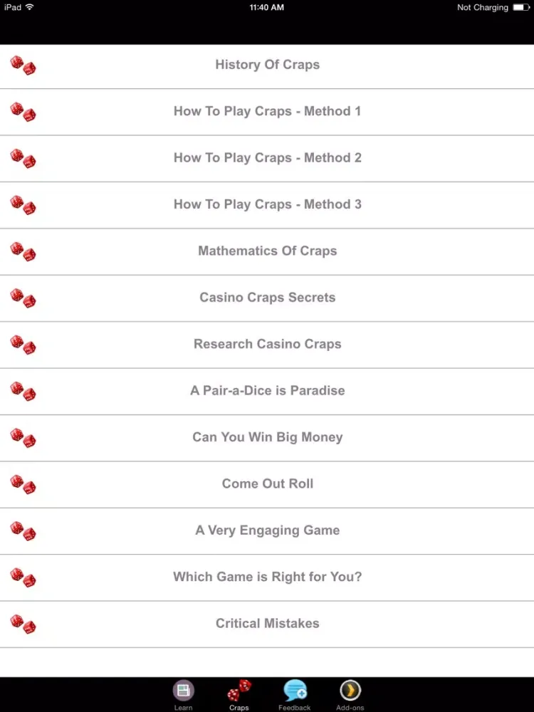 Craps - A Beginners Guide to Craps iPad 應用截圖