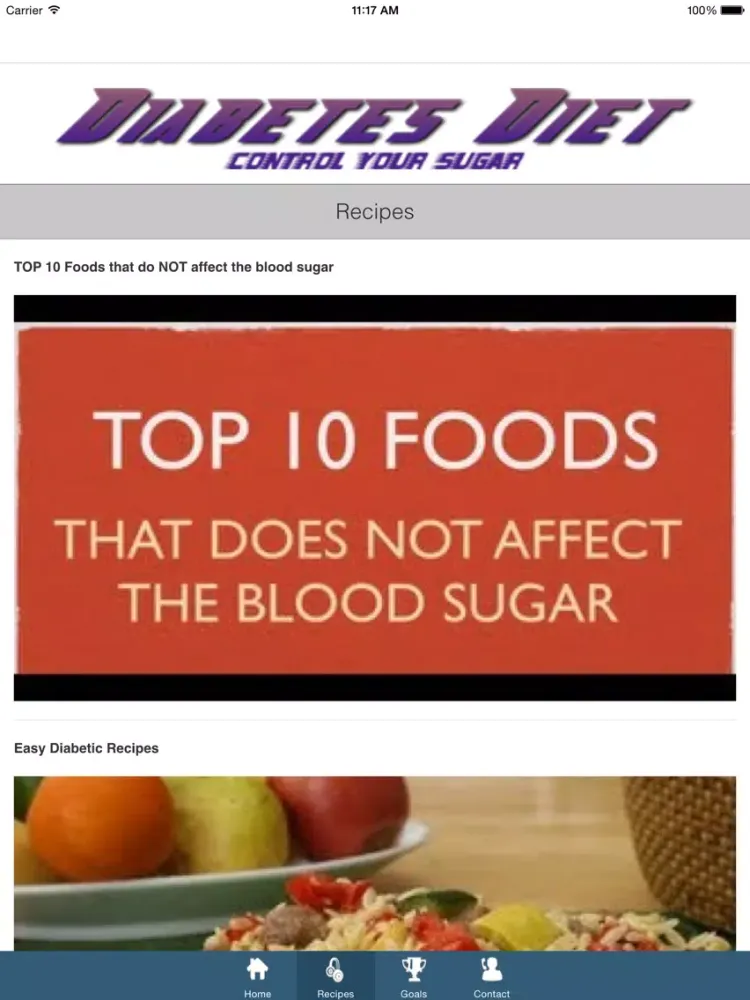 Tangkapan skrin Diabetes Diet & Recipes - How to control your Diabetes iPad 