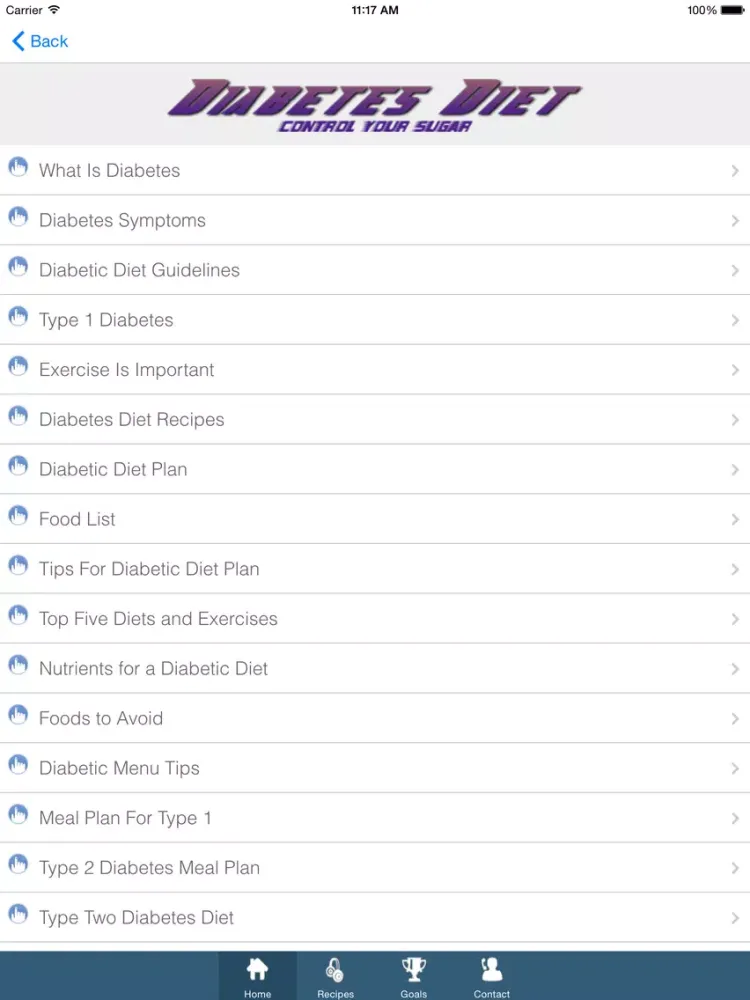 Tangkapan skrin Diabetes Diet & Recipes - How to control your Diabetes iPad 