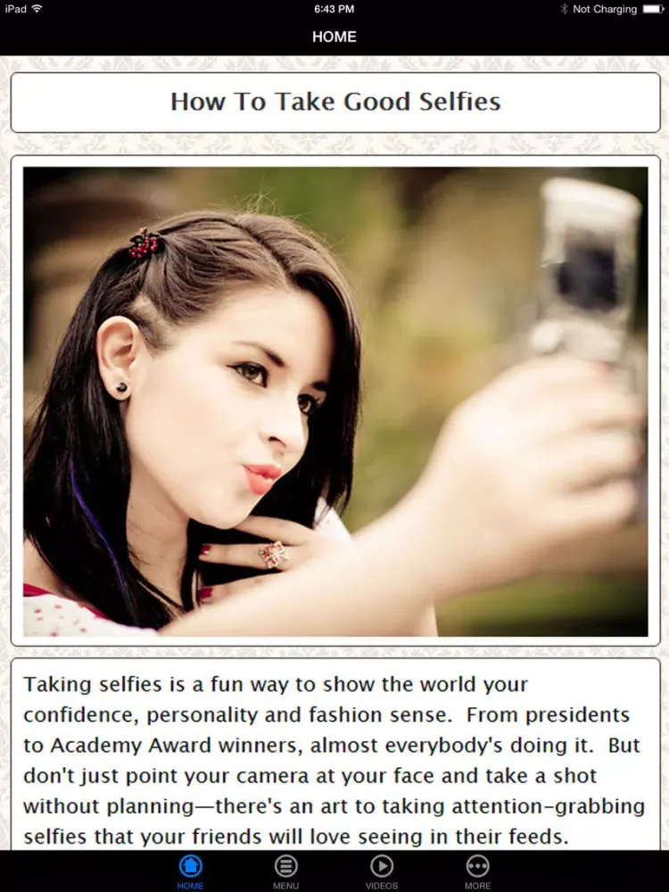 How To Take Good Selfies That Rocks - Easy Guide & Tips To Learn To Be Best Photogenic. iPad  Screenshots