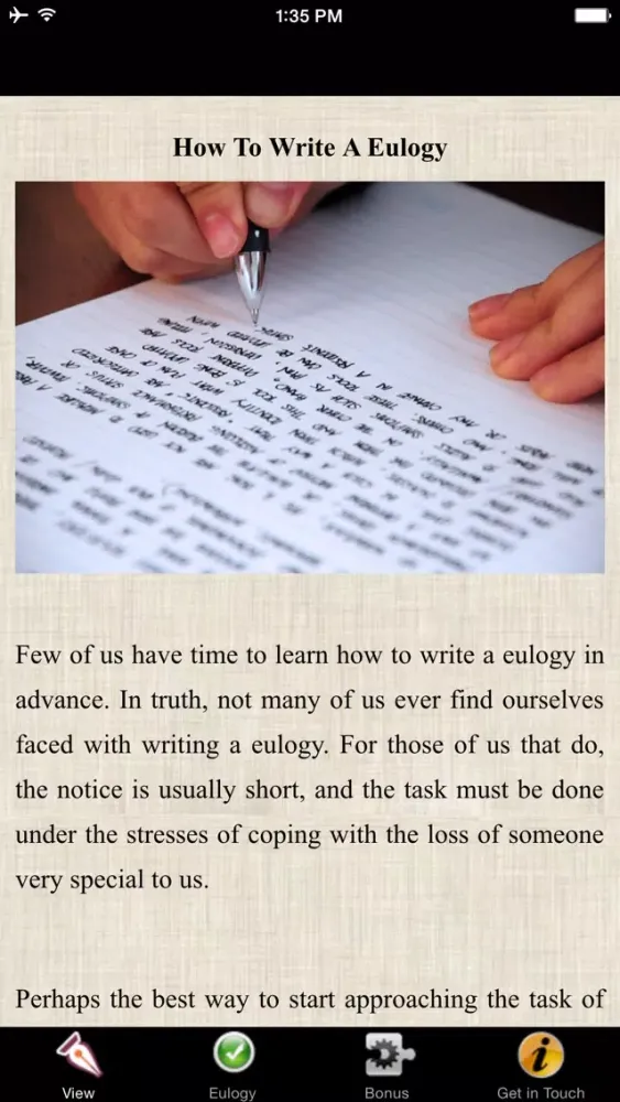 Capturas de tela do How To Write A Eulogy