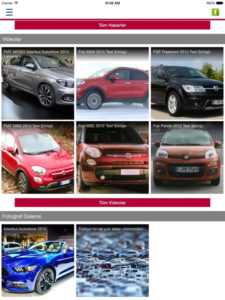 Capturas de tela do Fiat Haber, Video, Galeri, İlanlar by tasit.com iPad 