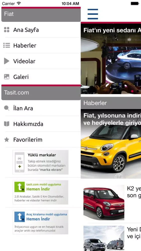 Capturas de tela do Fiat Haber, Video, Galeri, İlanlar by tasit.com