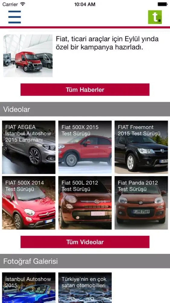 Capturas de tela do Fiat Haber, Video, Galeri, İlanlar by tasit.com