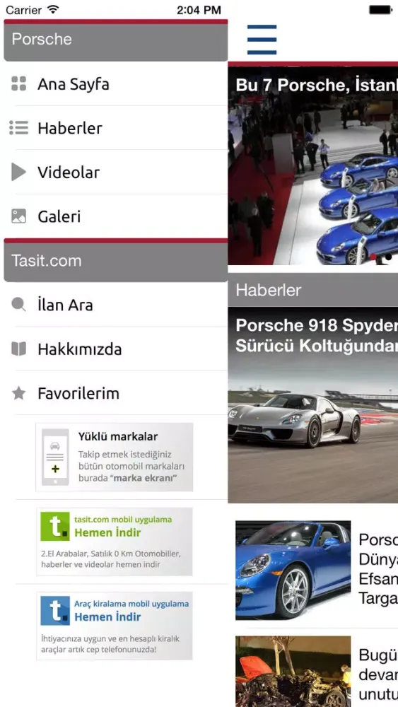 Capturas de pantalla de Tasit.com Porsche Haber, Video, Galeri, İlanlar