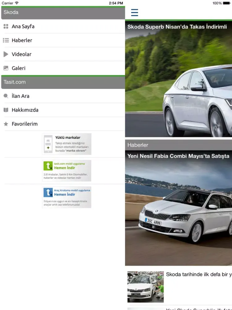Tasit.com Skoda Haber, Video, Galeri, İlanlar iPad  স্ক্রিনশট
