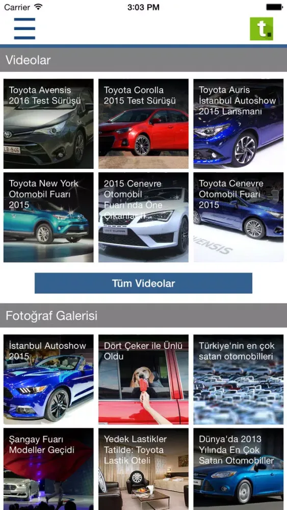 Captures d'écran de Tasit.com Toyota Haber, Video, Galeri, İlanlar
