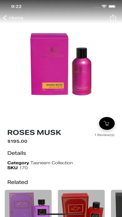 Tangkapan skrin Tasneem Perfumes