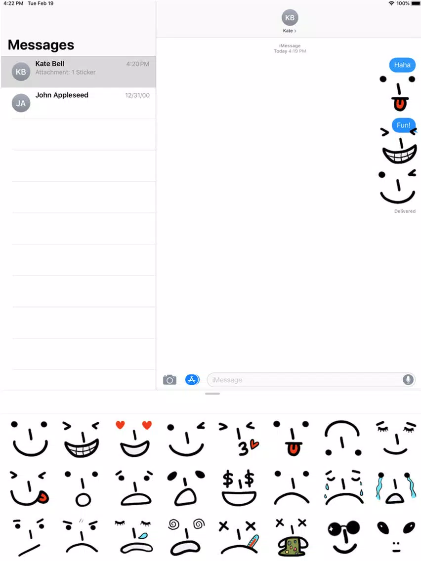 Capturas de tela do Tatami iMessage Face Emojis iPad 