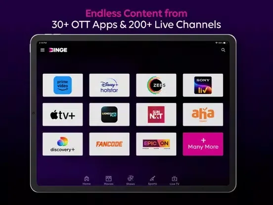 Ảnh chụp màn hình của Tata Play Binge: 30+ OTTs in 1 iPad 