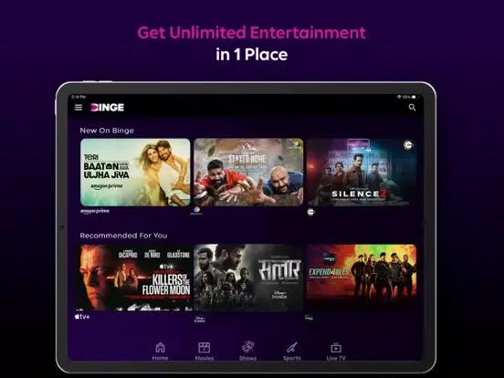 Ảnh chụp màn hình của Tata Play Binge: 30+ OTTs in 1 iPad 