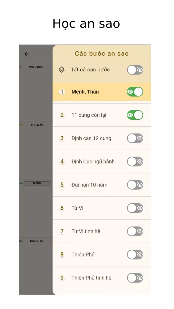 Tangkapan layar Lập Lá Số Tử Vi