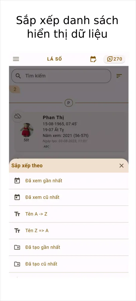 Tangkapan layar Lập Lá Số Tử Vi