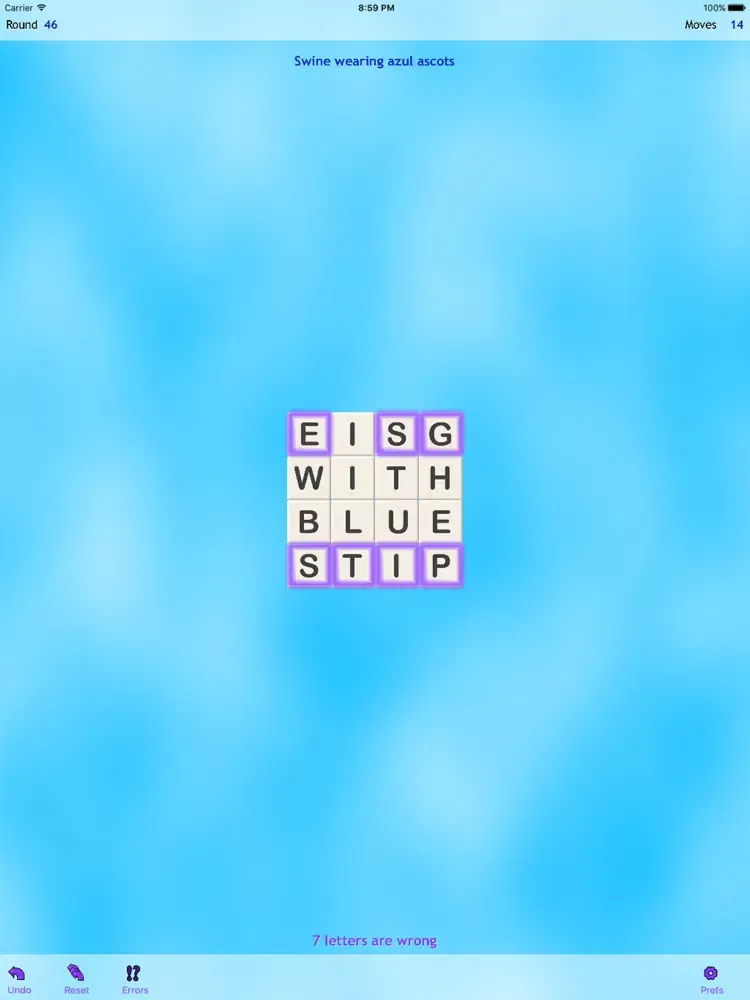 Capturas de tela do Word Wad iPad 