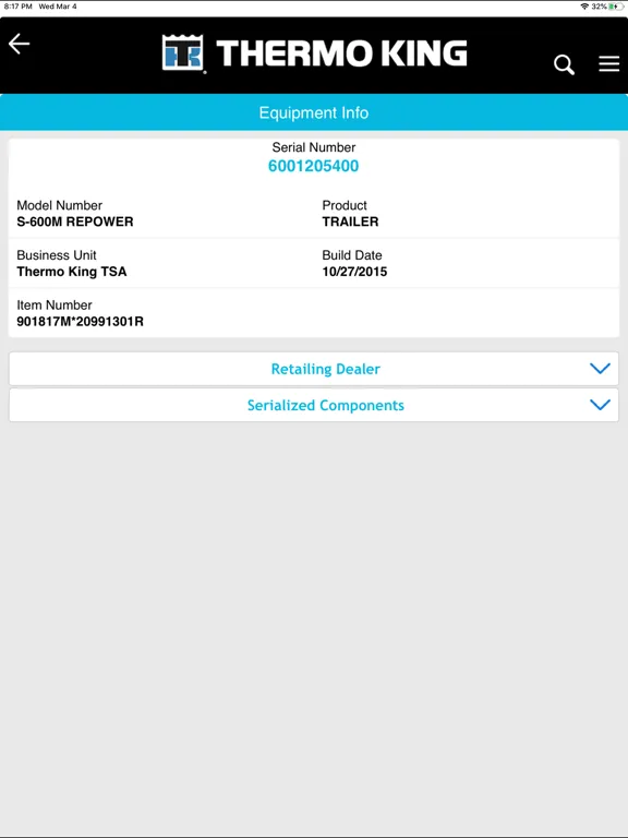 Trane Technologies WMS iPad 应用截图
