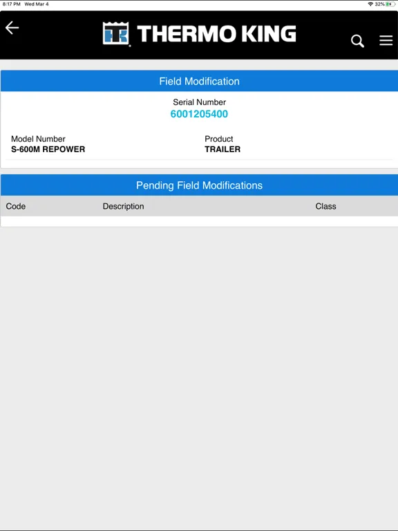 Trane Technologies WMS iPad 应用截图