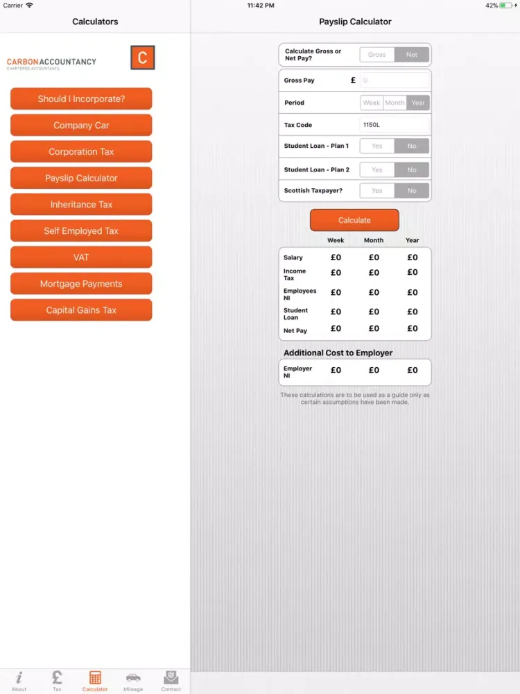 ภาพหน้าจอของ Carbon Accountancy iPad 
