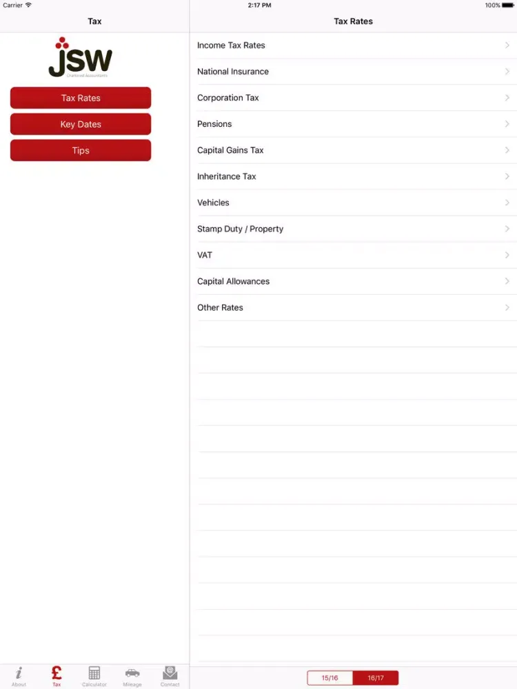 Ảnh chụp màn hình của JSW & Co Chartered Accountants iPad 