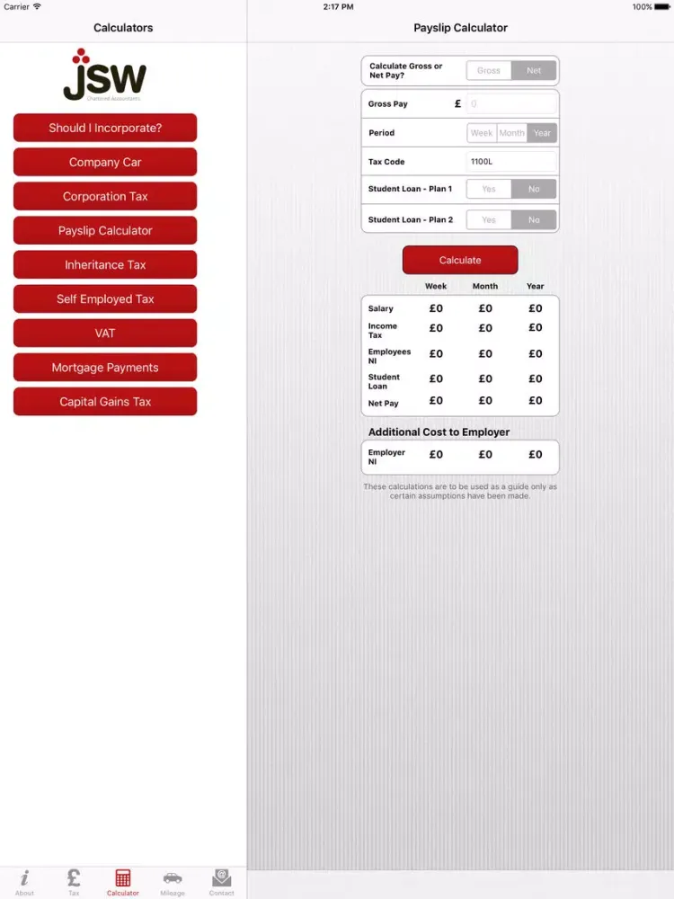 Ảnh chụp màn hình của JSW & Co Chartered Accountants iPad 