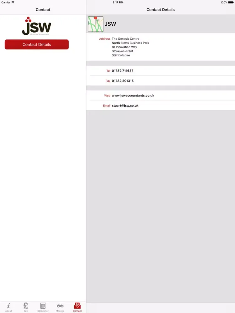 Ảnh chụp màn hình của JSW & Co Chartered Accountants iPad 
