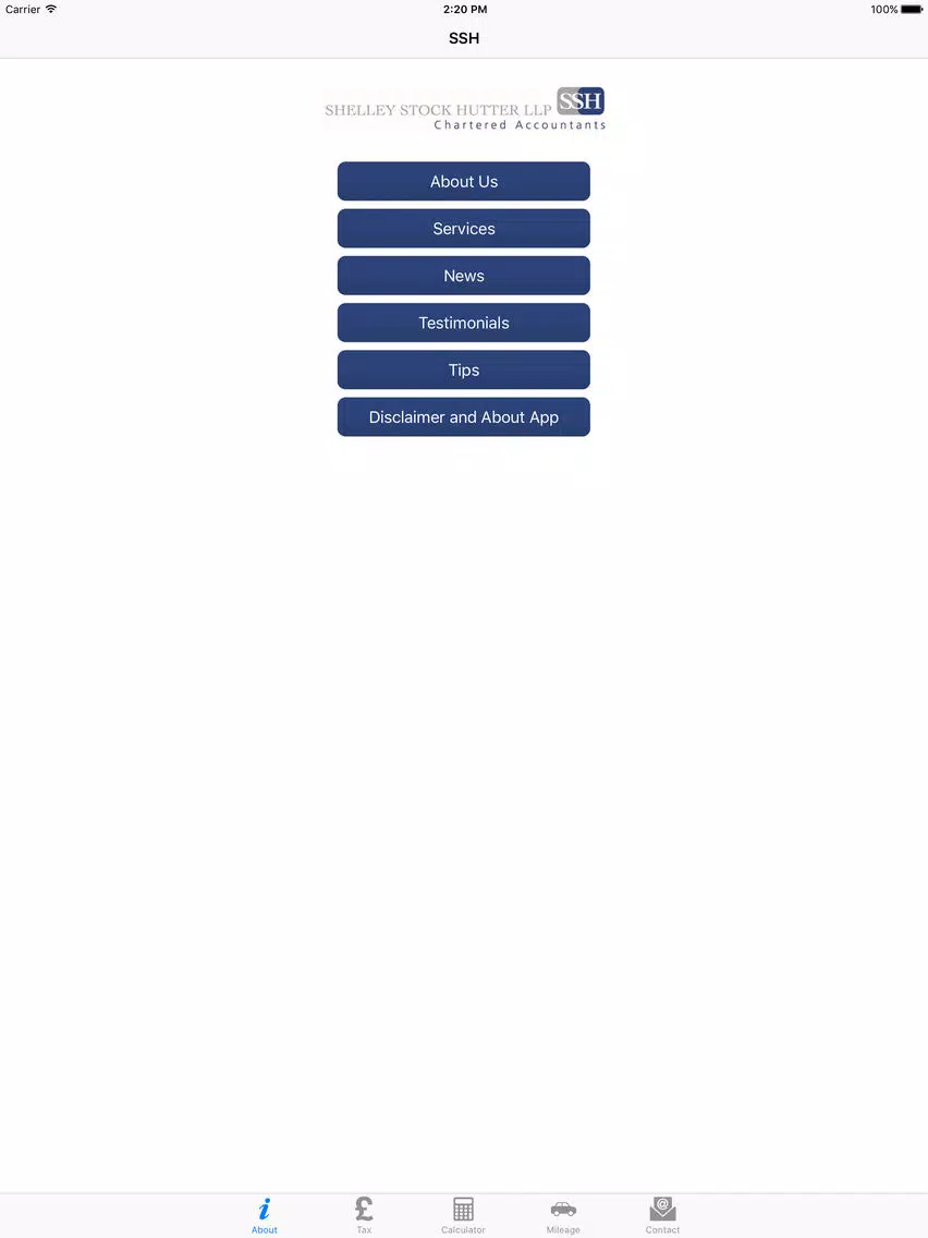 Ảnh chụp màn hình của SSH LLP iPad 