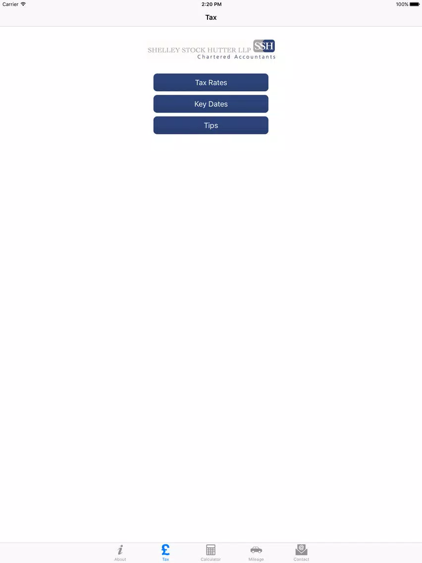 Ảnh chụp màn hình của SSH LLP iPad 