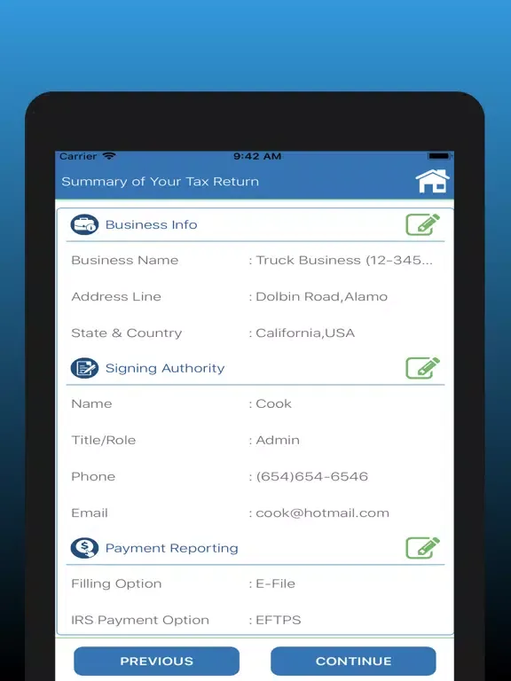 Скриншоты Tax2290 eFile iPad 