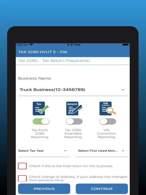 Скриншоты Tax2290 eFile iPad 