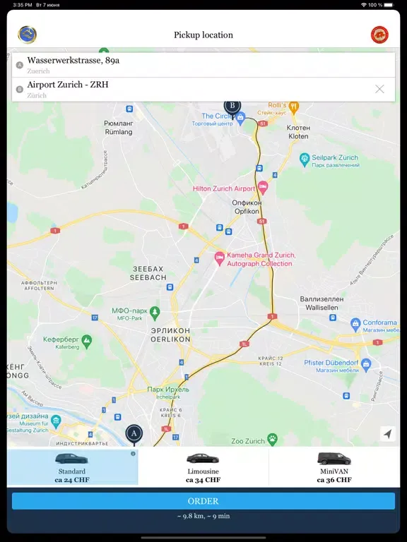 AIRPORT TAXI ZURICH iPad  سکرین شاٹس