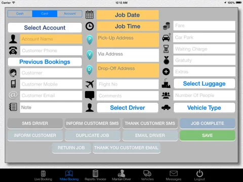 Capturas de pantalla de taxi dispatch system iPad 