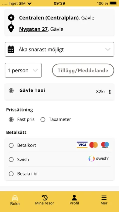 Capturas de tela do Gävle Taxi