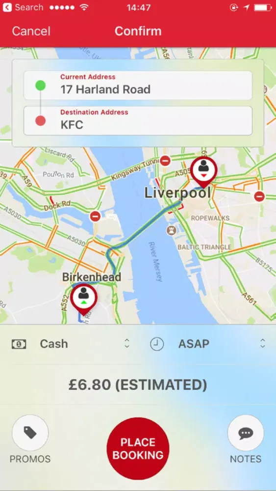 Ảnh chụp màn hình của Wirral Callback Cars