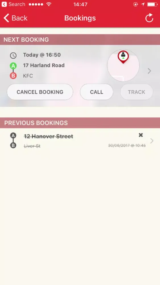 Ảnh chụp màn hình của Wirral Callback Cars