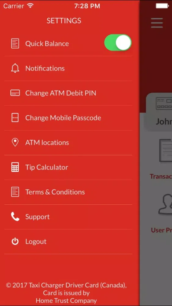 Tangkapan layar Taxi Charger Card (Canada)